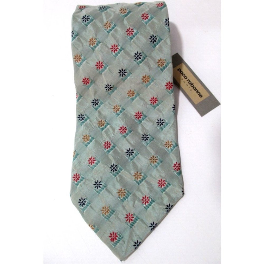 NWT Paco Rabanne Paris Neck Tie 100% Silk Hand Made Italy